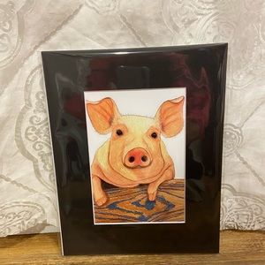 Nosy Pig 🐷 On Fence 5x7 with 8x10 mat
